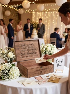 Custom Personalized Eco-Friendly Durable Wooden <b>Memory</b> Keepsake <b>Box</b> for Wedding Engagement Him Her Boyfriend Girlfriend Tabletop - Product Image 3
