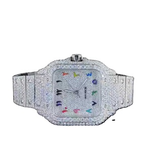 นาฬิกาควอตซ์อัตโนมัติ 40 มม. ประดับโมอิสซาไนต์ ตัวเลขสีรุ้ง ตัวเลขโรมันแบบญี่ปุ่น สายหนังสแตนเลสหรูหรา สำหรับธุรกิจ - Product Image 1