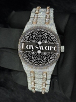 Montre mécanique Hip Hop de haute qualité, couleur or rose, entièrement sertie de diamants Moissanite VVS, style Hip Hop Bling