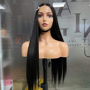 วิกผมคนดิบสีดำธรรมชาติทำจากกระดูกผมแท้สีดำดูหรูหรา - Product Image 4