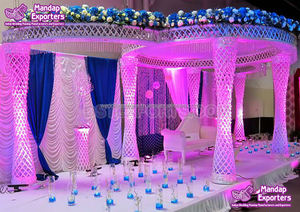 Wedding Crystal Round Mandap with Open <b>Stage</b> Latest Wedding Crystal Shiny Mandap <b>Stage</b> Set Stunning Wedding Mandap <b>Stage</b> Set - Product Image 4