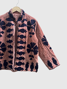 Veste en velours brodée à motif œil, col mandarin, manches longues, design géométrique, broderie à la main, vêtement d'automne pour adulte - Product Image 3