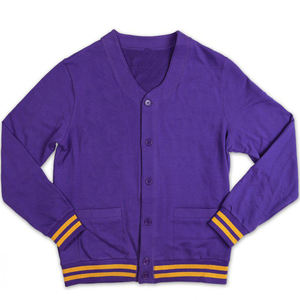 V-Neck <b>Cardigan</b> Sweater with Yellow Stripes on Cuffs and Hem Full Sleeve Men's Autumn Wear - Product Image 1