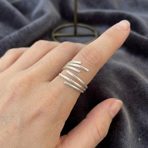 925 Sterling Silver Open <b>Ring</b> Resizable Geometric Multi Layer Adjustable Band for Women Party Gift - Product Image 4