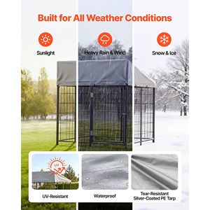 Caseta Grande para Perros de Exterior, 3.67 x 3.78 x 4.1 pies, Resistente a los Rayos UV, con Cerradura Impermeable, Recinto para Perros, Jaula para Mascotas - Product Image 3