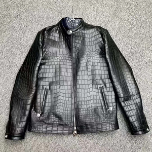 <b>Men's</b> Embossed Genuine <b>Leather</b> <b>Jacket</b> for Zipper Biker Outerwear Winter Windproof Breathable OEM Service Customized - Product Image 6