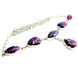 Magnifiques colliers pendentifs en argent sterling avec turquoise et cuivre violet - Bijoux indiens tendance Shri Ashapura - Product Image 1