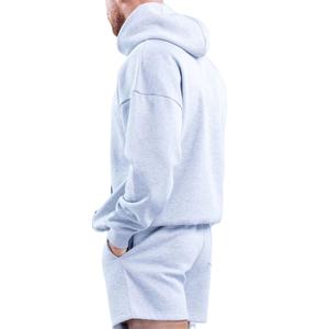 Conjuntos a juego de sudadera con capucha extragrande de algodón francés liso y pantalones cortos deportivos, de fabricante de moda innovador, personalizados y de talla grande. - Product Image 5