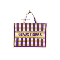 Grand sac fourre-tout en toile brodé à la main XXL avec poignées en bambou et fermeture à glissière |   Sacs de plage durables et tendance