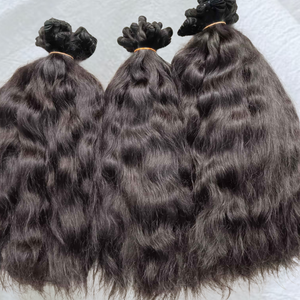 Meilleures ventes en Inde : Mèches de cheveux humains Remy 100% bruts non traités, texture Kinky Straight, 12 pouces, simple tirage, double trame machine, 100g - Product Image 5