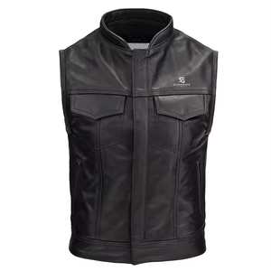 <b>Women</b> Leather Vintage Motorcycle Biker Vest Slim Fit Sleeveless <b>Waistcoat</b> Outerwear Zipper Pockets Windproof Casual Fashion - Product Image 1