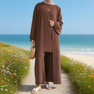 Abaya Casual Moderna de Lujo para Mujer Musulmana, Estilo Dubái, Kimono Abierto con Cinturón, Elegante Ropa Islámica para Uso Diario, Largo hasta el Suelo - Product Image 6