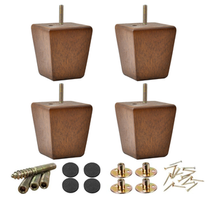 Pieds de canapé en bois massif de qualité supérieure, traditionnels, carrés et coniques, pour remplacement de meubles de salon, chambre et appartement - Product Image 5