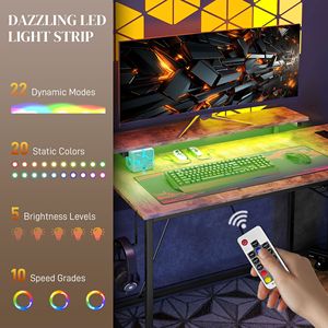 Scrivania a L Reversibile Marrone con Luci, Prese di Corrente, Porte USB e Spazio di Archiviazione per Casa, Ufficio e Gaming - Product Image 4