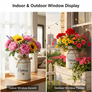 Jarrón con diseño Headway Home, galvanizado, estilo retro, tipo bidón de leche, maceta metálica, rústica, vintage, primitiva, soporte para flores, estilo granja - Product Image 3