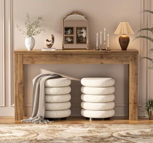 Mesa Consola de Madera Maciza de Roble, Diseño Rústico Moderno, Mueble para Sala de Estar, Entrada o Pasillo, Base con Patas Estables - Product Image 4