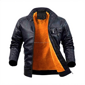 Chaqueta de Motocicleta de Invierno para Hombre, de Cuero Genuino, con Cierre de Cremallera, Estilo Formal, Diseño Sólido, Parche con Logotipo Personalizado - Product Image 2