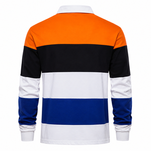 เสื้อรักบี้แขนยาวแบบทีม  รับผลิตเสื้อรักบี้ตามสั่ง  ผู้ผลิตเสื้อเจอร์ซีย์แบบ OEM ขายส่ง  พิมพ์ลายด้วยความร้อน  ผ้าโพลีเอสเตอร์ 100% ระบายอากาศได้ดี - Product Image 2