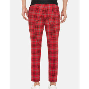 Pantalon de survêtement à carreaux rouges pour hommes, taille élastique, cordon de serrage, pantalon décontracté avec poches latérales, vêtements d'hiver - Product Image 4