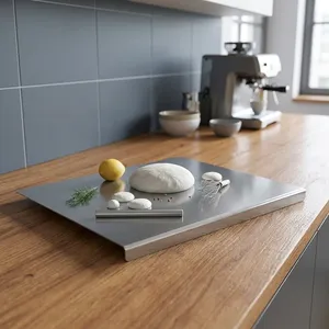 Planche à découper en acier inoxydable pour la cuisine, planche à découper robuste pour légumes, viande, fruits, durable, antidérapante, résistante à la rouille - Product Image 6