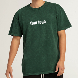 เสื้อยืดคอกลมแขนสั้นผ้าฝ้ายเจอร์ซีย์สีเขียวล้วนทรงหลวมสำหรับผู้ชาย เป็นมิตรกับสิ่งแวดล้อม สไตล์ลำลอง - Product Image 4