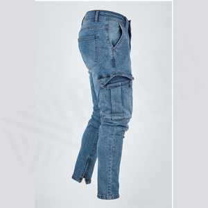 Pantalones Cargo de Mezclilla para Hombre, Corte Slim Fit, Cintura Alta, Estilo Casual Otoñal - Product Image 4
