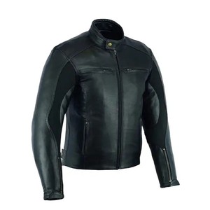 Chaqueta de Cuero Sintético PU Negra para Hombre, Estilo Urbano, Cuello Redondo, Cierre de Cremallera, Manga Regular, Color Sólido, Resistente al Viento, Forro de Lana, Secado Rápido - Product Image 4