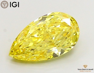 Diamante de Corte Pera de 4.00 Quilates, Cultivado en Laboratorio, Certificado por IGI, Color Amarillo Intenso, Claridad VS2, para Collar Solitario - Product Image 1