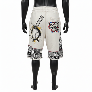 Pantalones cortos de baloncesto para hombre, de algodón suave, color beige, con parche gráfico, estampado, logotipo personalizado, bordado, con bolsillo. - Product Image 3