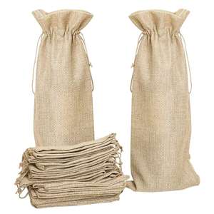 Bolsa de transporte de botellas de vino de yute elegante promocional al mejor precio, elegante bolsa de regalo ecológica para vino - Product Image 6