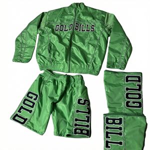 Conjunto de Dos Piezas de Chaqueta Deportiva y Pantalones Acampanados con Cierre Frontal y Logotipo, Chaqueta Cortavientos de Alta Calidad con Cuello Alto, Traje Deportivo de Nailon para Hombre, Unisex - Product Image 1