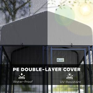 Cuccia per Cani da Esterno con Rete Saldata, Rotazione a 360 Gradi, 4 Livelli Regolabili, Ciotole e Copertura Impermeabile, 3.9 X 3.9 X 6 Pollici - Product Image 4