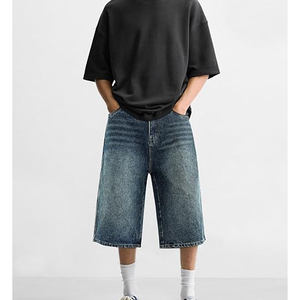 Acid Wash Denim Jorts Men Women Streetwear Baggy Fit Vintage Cotton Custom <b>Shorts</b> Supplier - Product Image 6