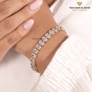 Pulsera de tenis unisex de oro macizo de 14k con diamantes CVD cultivados en laboratorio, corte ovalado, 20 TCW, claridad VVS-VS, color D-E-F, ideal para fiestas. - Product Image 4