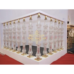 Barandilla de escalera decorativa de cristal con estilo latón, balaustres modernos de lujo, barandilla de cristal duradera para interiores de casas - Product Image 1