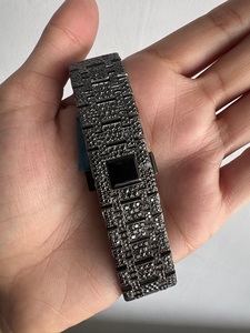 Montre Hip Hop personnalisée de haute qualité en moissanite noire pour hommes, bracelet en acier inoxydable, passe le test du diamant, montre-bracelet populaire - Product Image 6