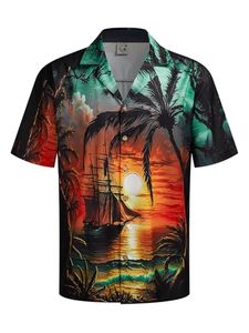 เสื้อเชิ้ตผู้ชายแขนสั้นลายดอกไม้เขตร้อนสไตล์ชายหาดลำลองติดกระดุมสีสันสดใสสำหรับฤดูร้อน - Product Image 6