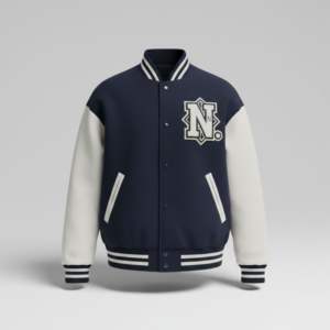 Veste de sport scolaire en laine avec manches en cuir de vachette, patchs brodés personnalisés, fournisseur OEM - Product Image 1