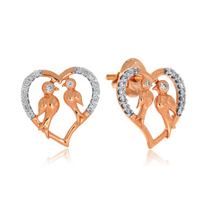 Pendientes de Oro Rosa de 18K con Diamantes Cultivados en Laboratorio, Diseño de Corazones Entrelazados, Joyería Fina Romántica, Regalo para Mujer, Venta al Por Mayor - Product Image 2