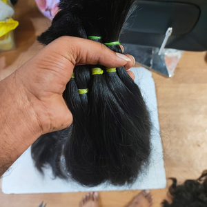 Cheveux humains vierges indiens en vrac, cheveux de temple, cheveux bruts d'Inde du Sud, double trame machine, toutes couleurs, pour tissage - Product Image 4