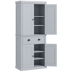 Dispensa da cucina autoportante con 4 ante, 1 cassetto e 72 ripiani regolabili - Grigio - Product Image 1