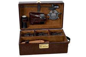 PU Leather Artisanal Bar Set <b>Box</b> Black color With Handle Handmade Cocktail Carrier Case Portable Packaging for <b>Champagne</b> Whisky - Product Image 3