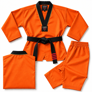 Uniforme de Taekwondo de Alta Calidad, Dobok con Cuello en V, Poliéster y Algodón, Ligero, Transpirable, Duradero, de Secado Rápido, Traje de Entrenamiento para Niños - Product Image 2