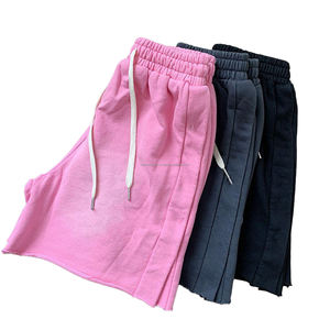 Producto de tendencia 2024, ropa de calle Vintage, pantalones cortos lavados con ácido en blanco, 100% de algodón, pantalones cortos estampados de felpa francesa personalizados para hombres - Product Image 2