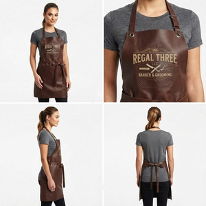Tablier de Barbier Jetable en Similicuir Personnalisable avec Logo, Poches et Bretelles Réglables - Tenue de Travail de Salon en Polyester/Nylon - Product Image 2