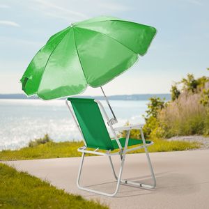 Sedia da Spiaggia Pieghevole Leggera e Portatile con Ombrello per Adulti, Capacità 120 kg, in Tessuto Oxford per Viaggi, Picnic e Concerti - Product Image 6