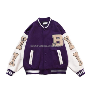 Veste universitaire personnalisée en laine vintage pour hommes, support K-VJ-169 lycée, mode hiver, coupe-vent respirant, patchs en chenille - Product Image 4
