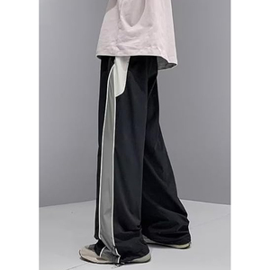 Pantalon de survêtement coupe droite décontracté pour homme en polyester/nylon imperméable et coupe-vent, taille mi-haute élastique, coupe ample, poids moyen, idéal pour l'hiver - Product Image 4