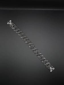 Bracelet en argent 925 pour homme, style hip-hop, avec chaîne serpent et micro-pavé de diamants noirs taille brillant ronde - Product Image 2