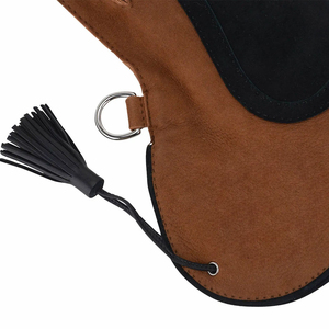Gants de fauconnerie en cuir respirant marron et noir en daim, longueur poignet, style rétro décontracté pour l'extérieur, utilisation hivernale - Product Image 6